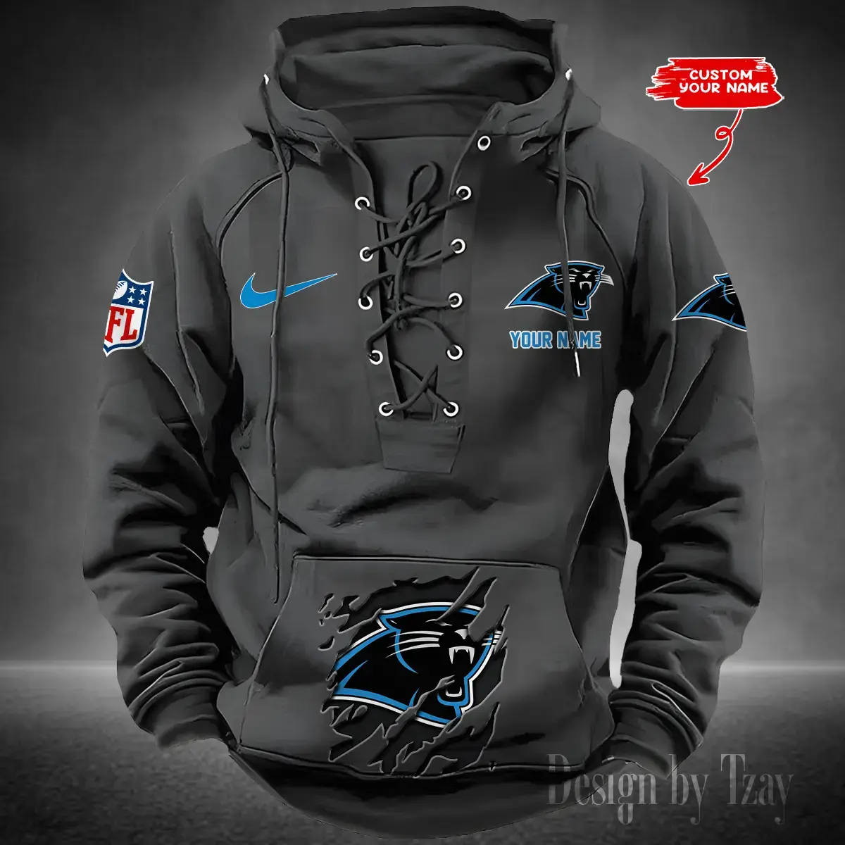 Carolina Panthers Men Hooded Lace up Hoodie