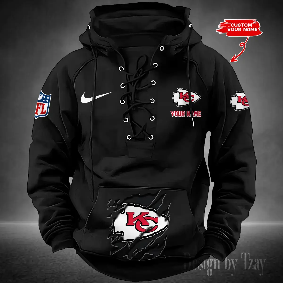 Kansas City Chiefs Men Hooded Lace up Hoodie