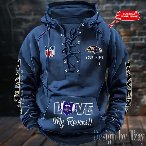 Baltimore Ravens NFL Hooded Lace Up Hoodie Mens Fan Gear