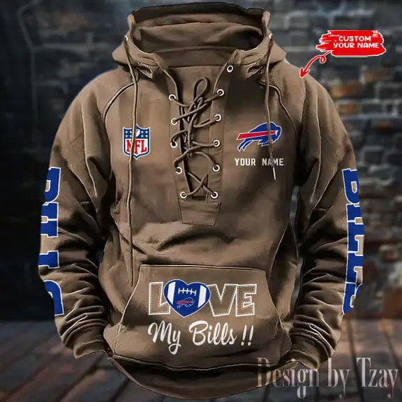 Buffalo Bills NFL Hooded Lace Up Hoodie Mens Fan Gear