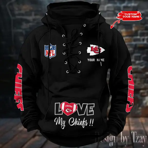 Kansas City Chiefs NFL Hooded Lace Up Hoodie Mens Fan Gear