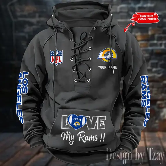 Los Angeles Rams NFL Hooded Lace Up Hoodie Mens Fan Gear