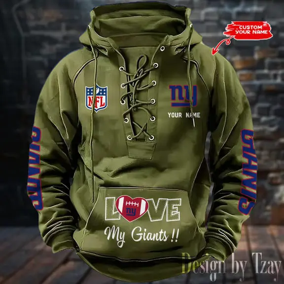 New York Giants NFL Hooded Lace Up Hoodie Mens Fan Gear
