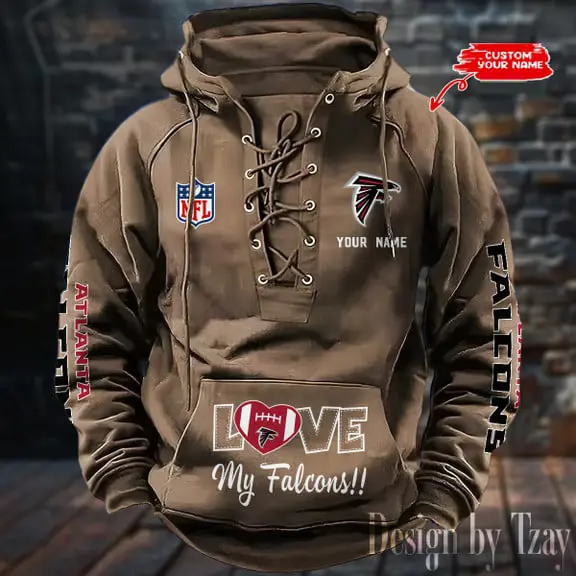 Atlanta Falcons NFL Hooded Lace Up Hoodie Mens Fan Gear