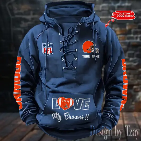 Cleveland Browns NFL Hooded Lace Up Hoodie Mens Fan Gear
