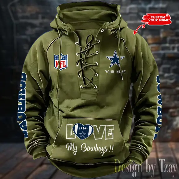 Dallas Cowboys NFL Hooded Lace Up Hoodie Mens Fan Gear
