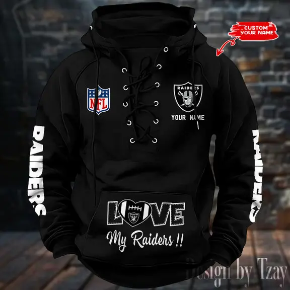 Las Vegas Raiders NFL Hooded Lace Up Hoodie Mens Fan Gear