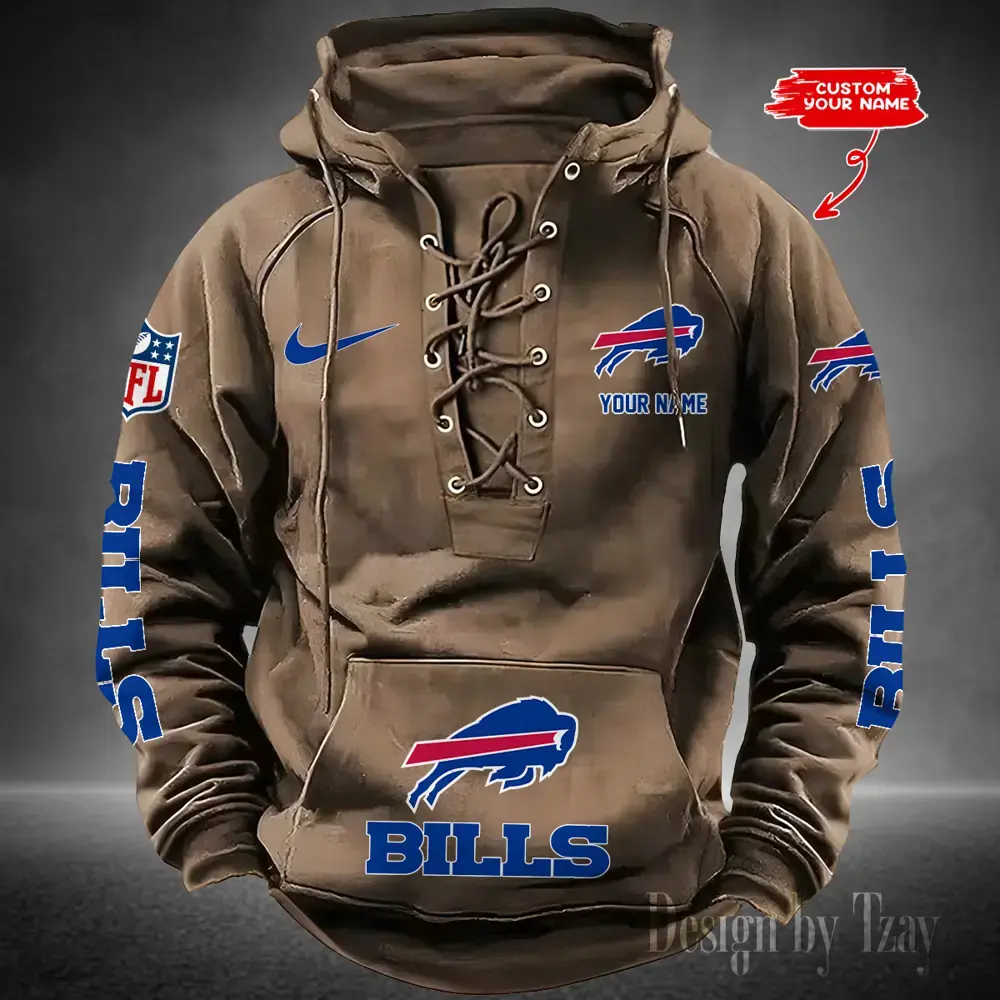 Buffalo Bills Men Hooded Lace up Hoodie