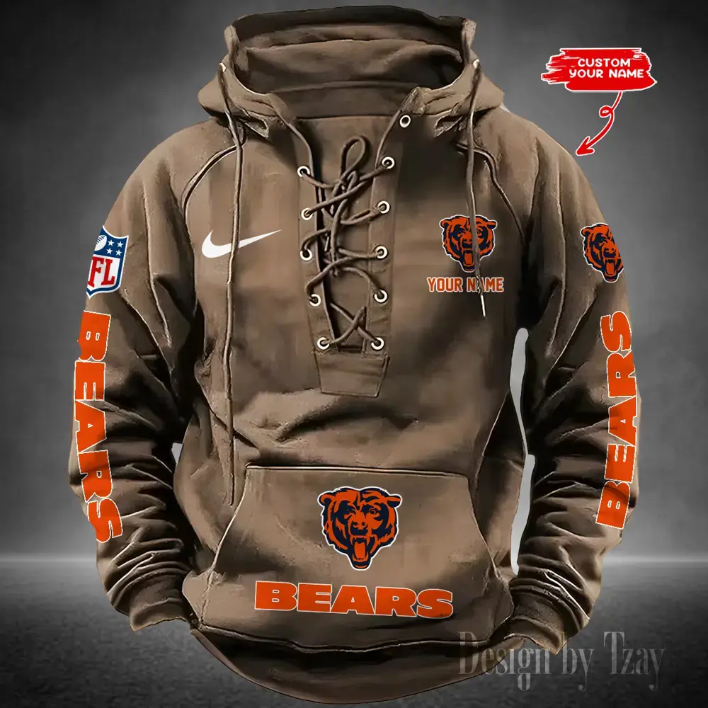 Chicago Bears Men Hooded Lace up Hoodie