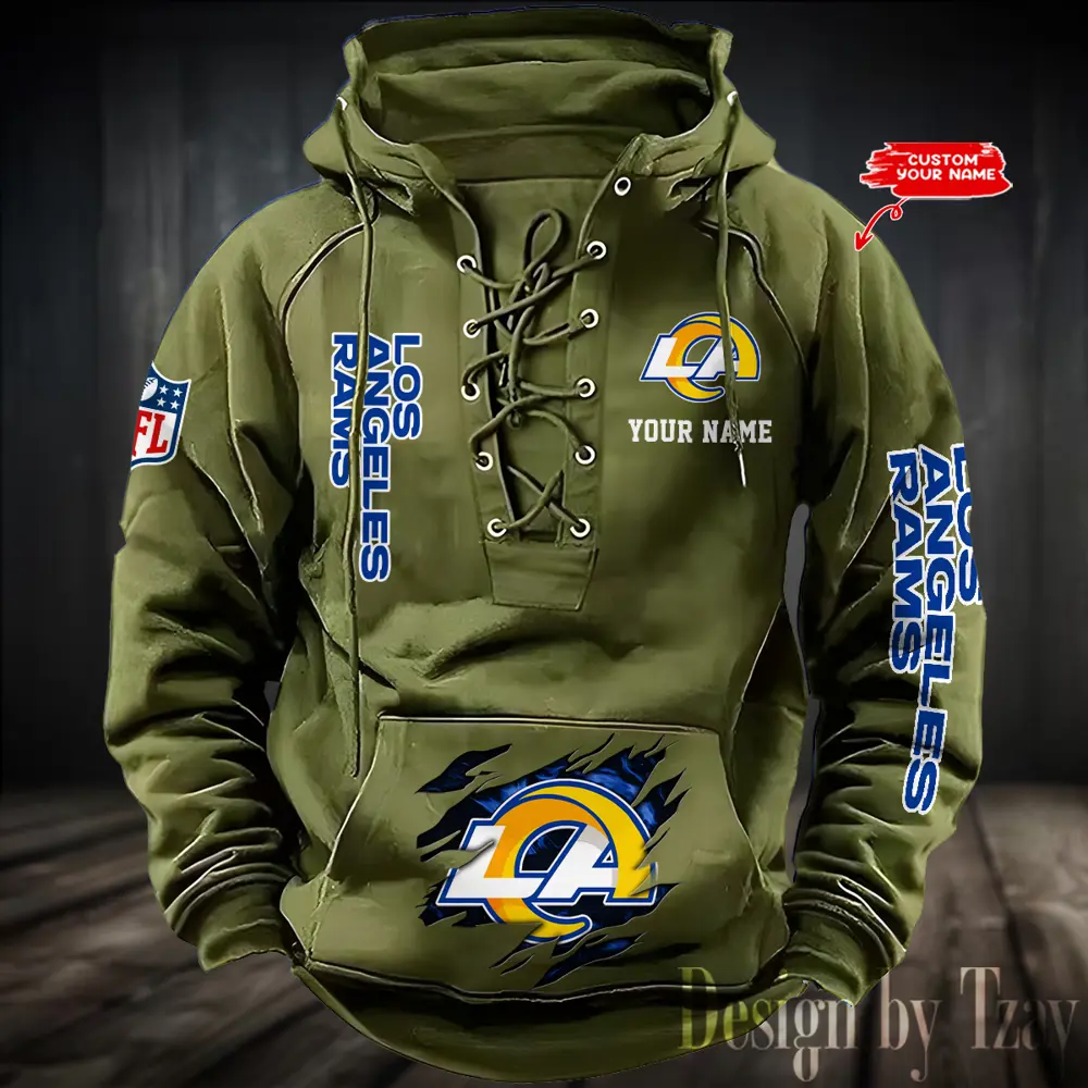 Los Angeles Rams NFL Hooded Lace Up Hoodie Mens Throwback