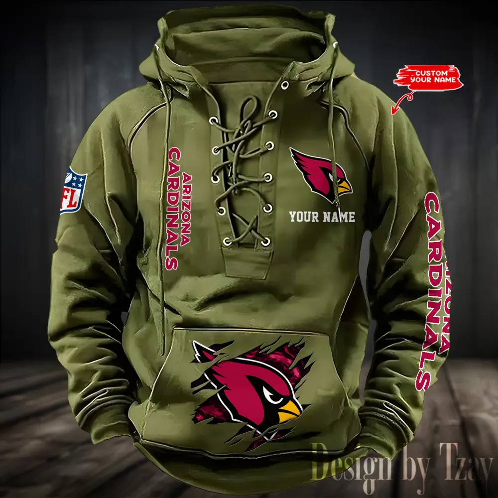 Arizona Cardinals Men Hooded Lace up Hoodie
