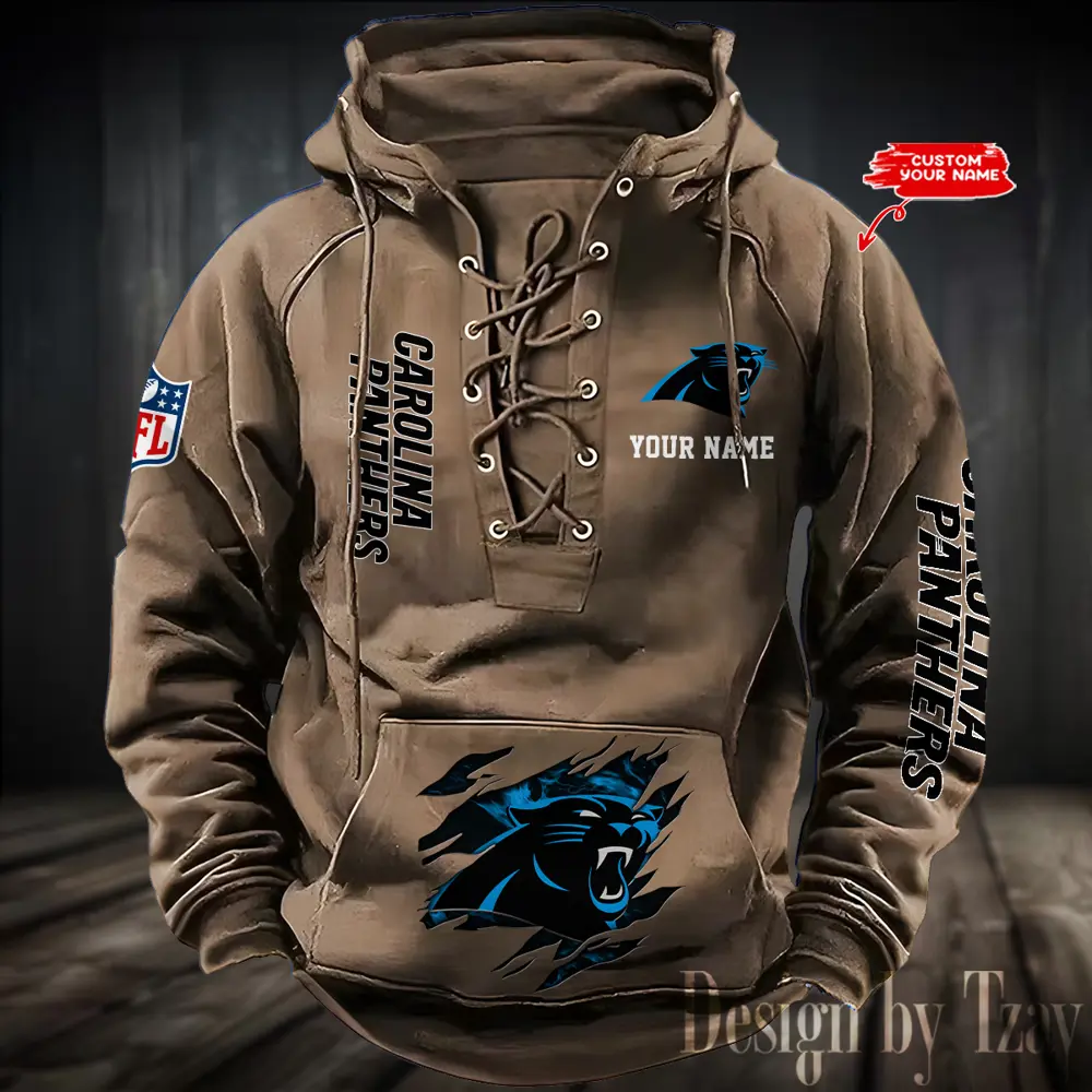 Carolina Panthers Men Hooded Lace up Hoodie