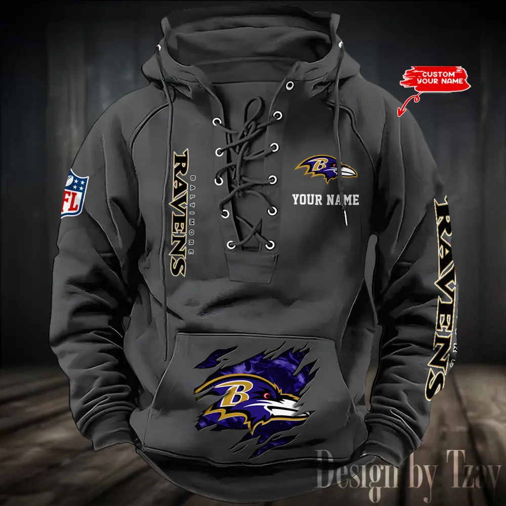 Baltimore Ravens Men Hooded Lace up Hoodie