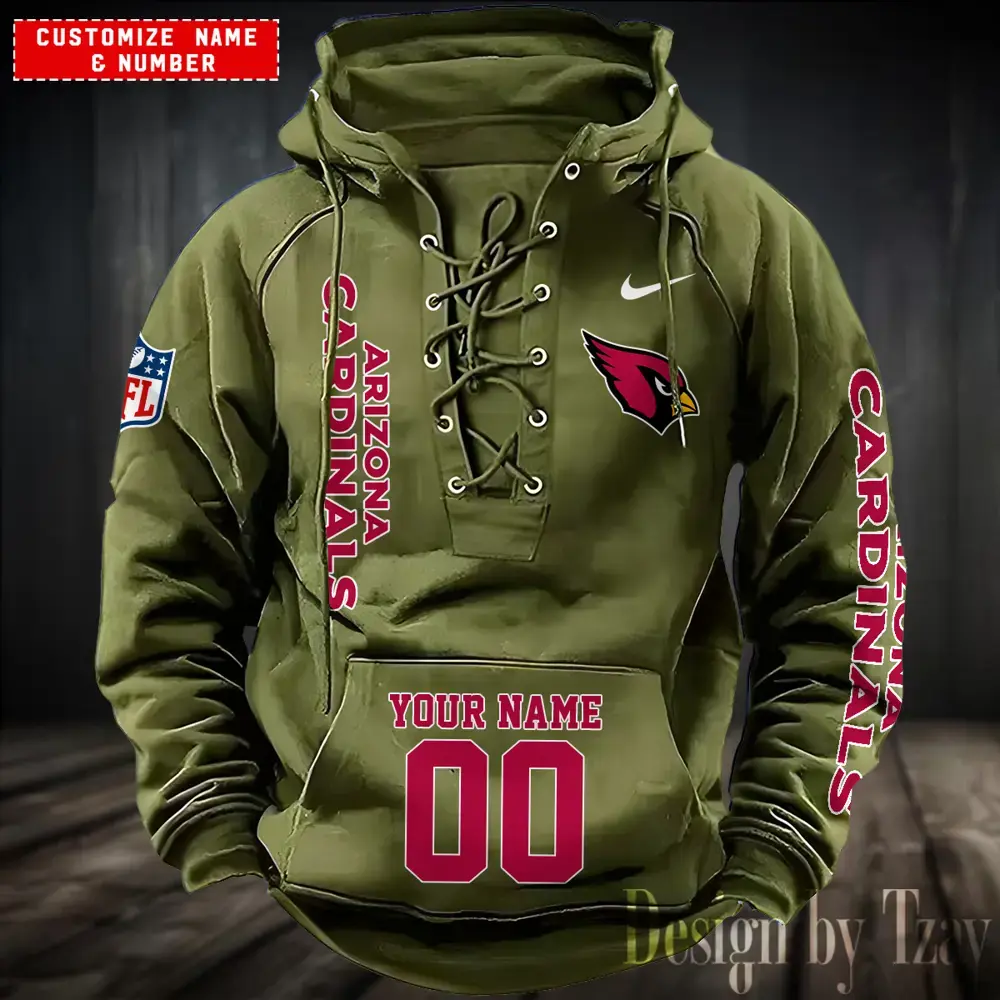 Arizona Cardinals Men Hooded Lace up Hoodie