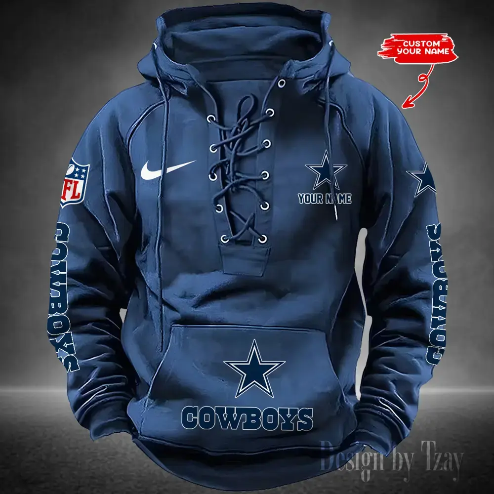 Dallas Cowboys Men Hooded Lace up Hoodie