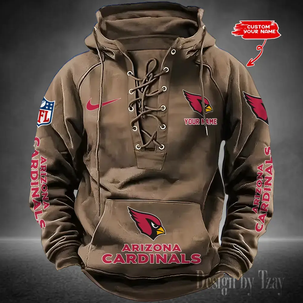 Arizona Cardinals Men Hooded Lace up Hoodie