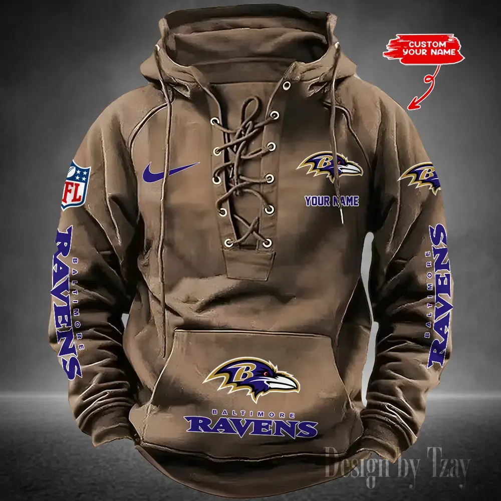 Baltimore Ravens Men Hooded Lace up Hoodie