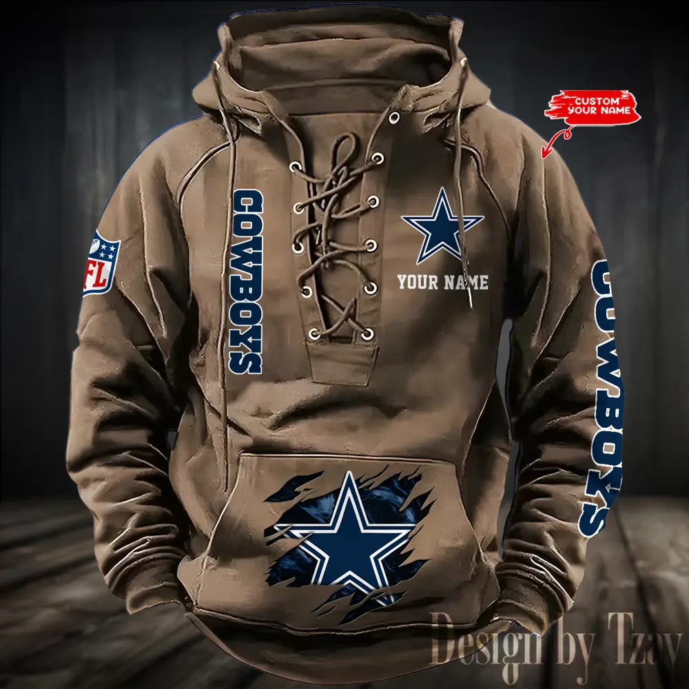 Dallas Cowboys Men Hooded Lace up Hoodie