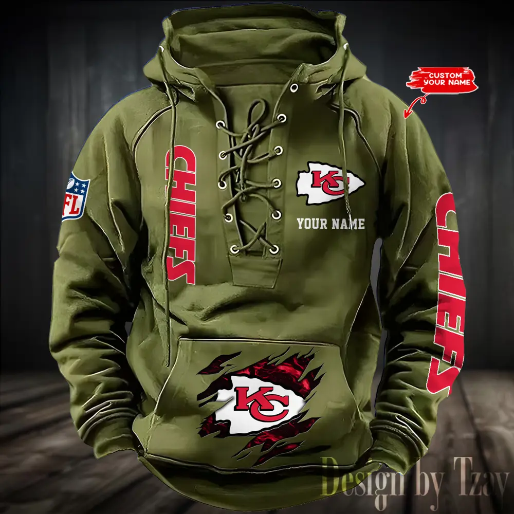 Kansas City Chiefs Men Hooded Lace up Hoodie