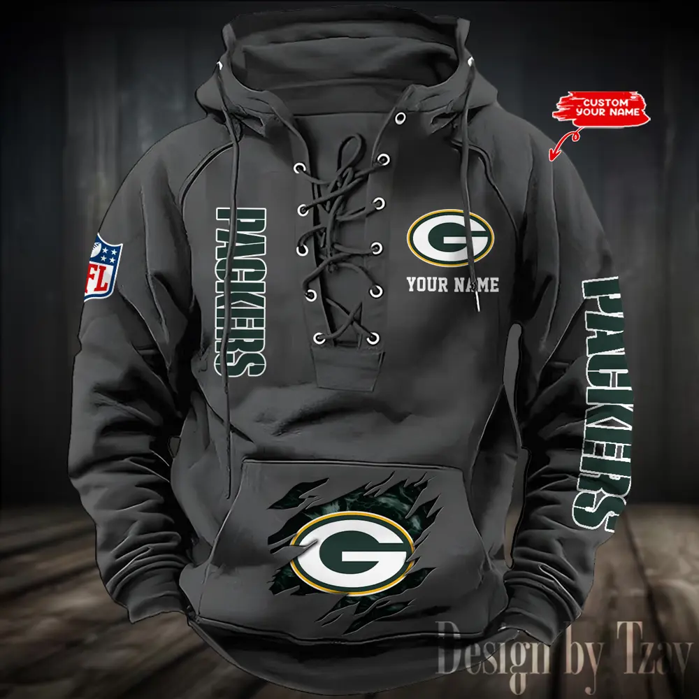 Green Bay Packers Men Hooded Lace up Hoodie