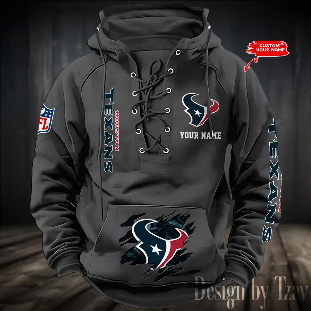 Houston Texans Men Hooded Lace up Hoodie
