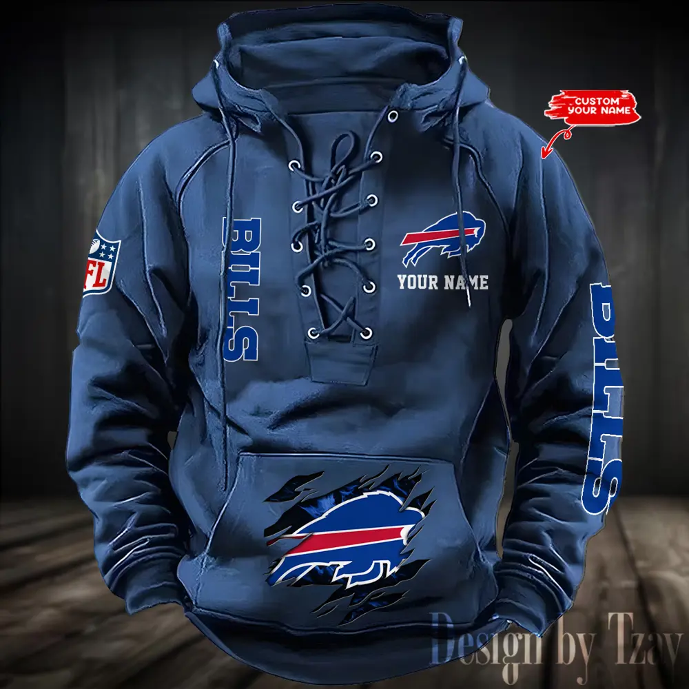 Buffalo Bills Men Hooded Lace up Hoodie