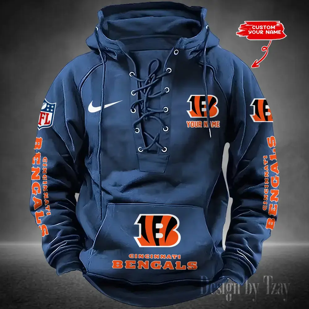 Cincinnati Bengals Men Hooded Lace up Hoodie
