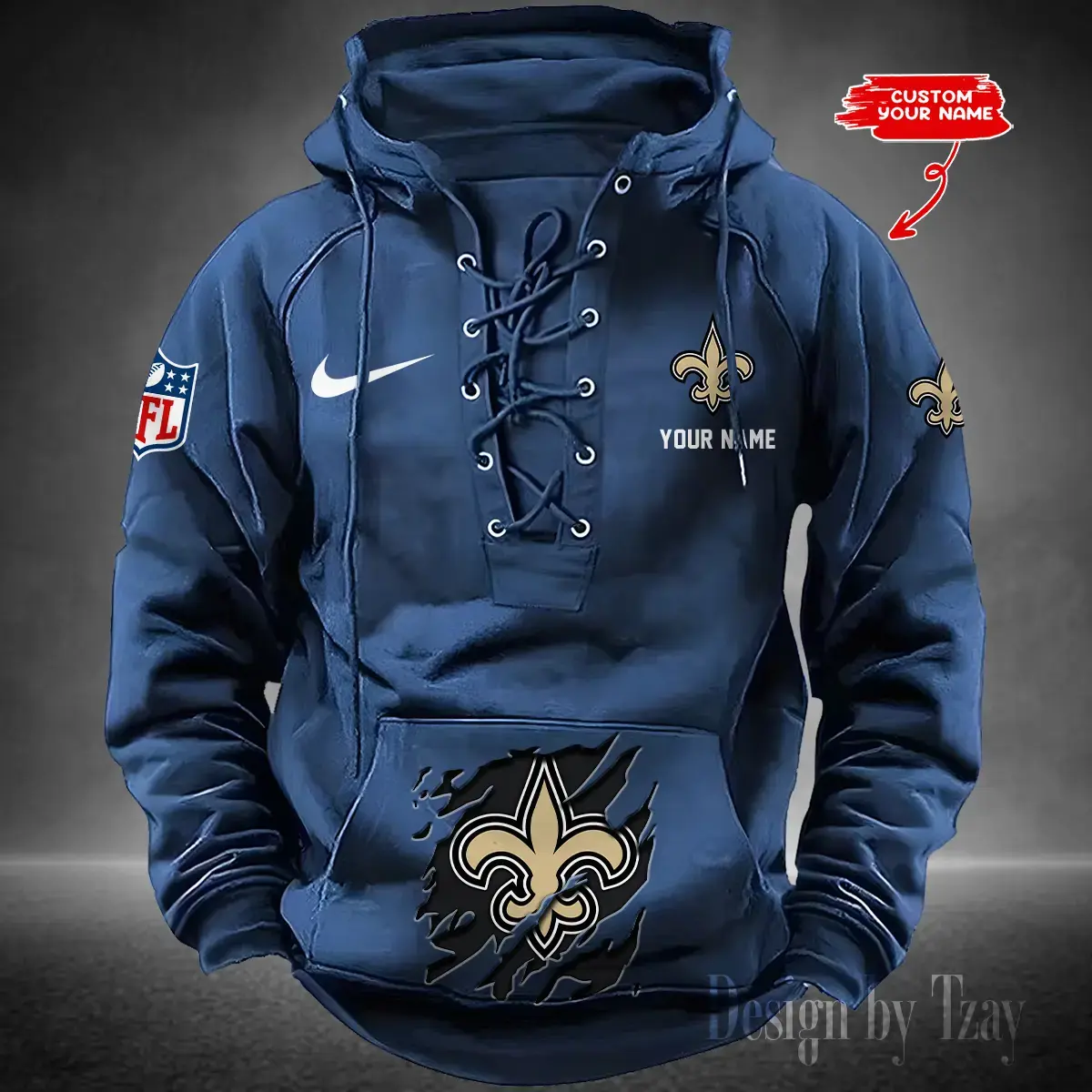 New Orleans Saints Men Hooded Lace up Hoodie