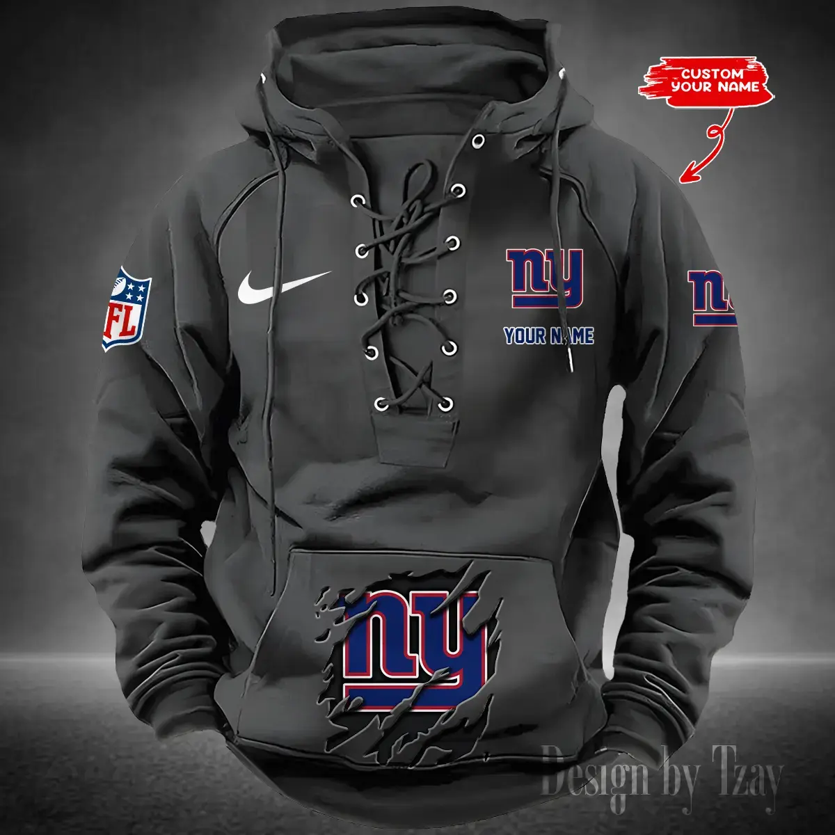 New York Giants Men Hooded Lace up Hoodie
