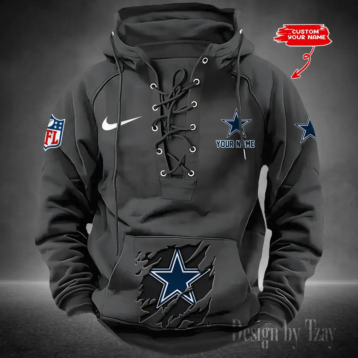 Dallas Cowboys Men Hooded Lace up Hoodie