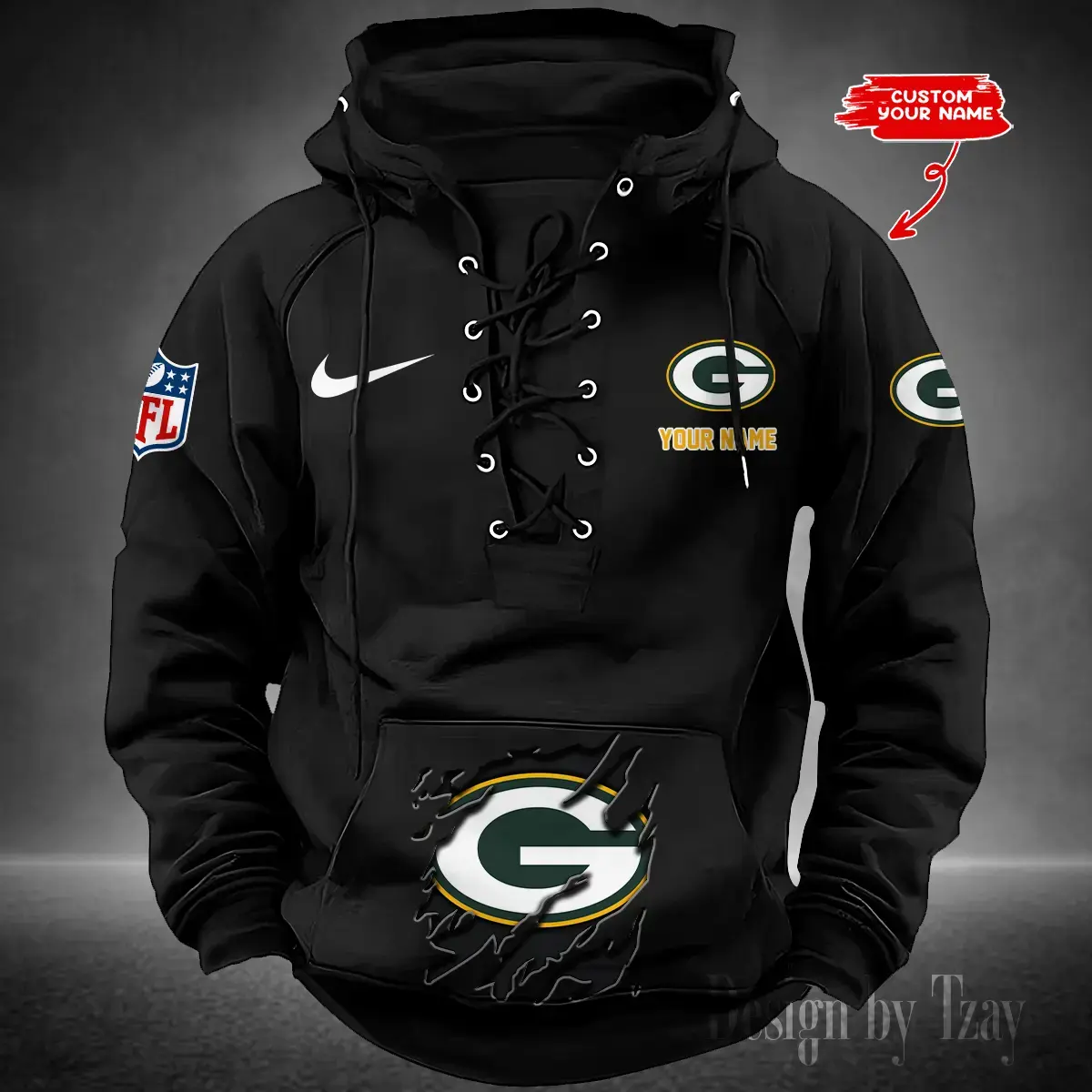 Green Bay Packers Men Hooded Lace up Hoodie