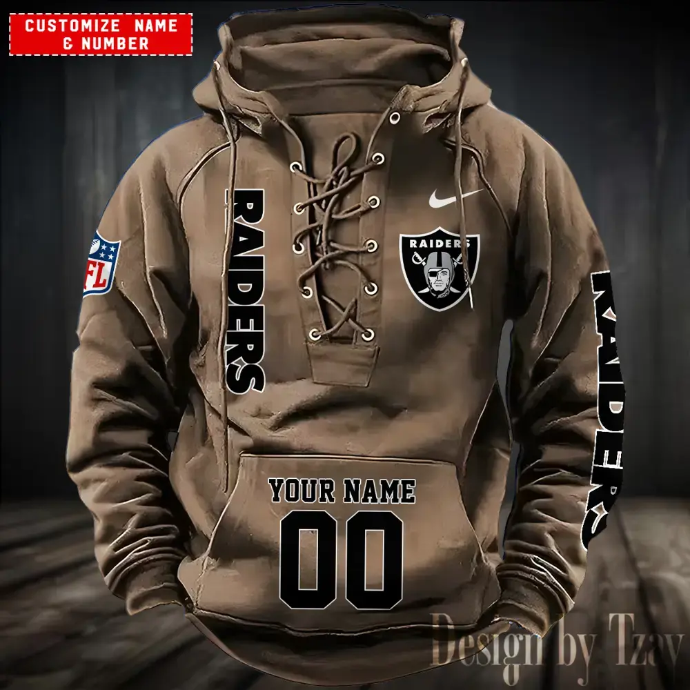Las Vegas Raiders Men Hooded Lace up Hoodie