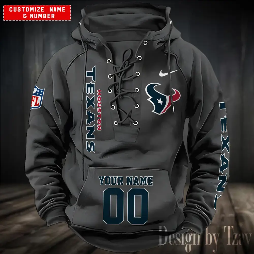 Houston Texans Men Hooded Lace up Hoodie