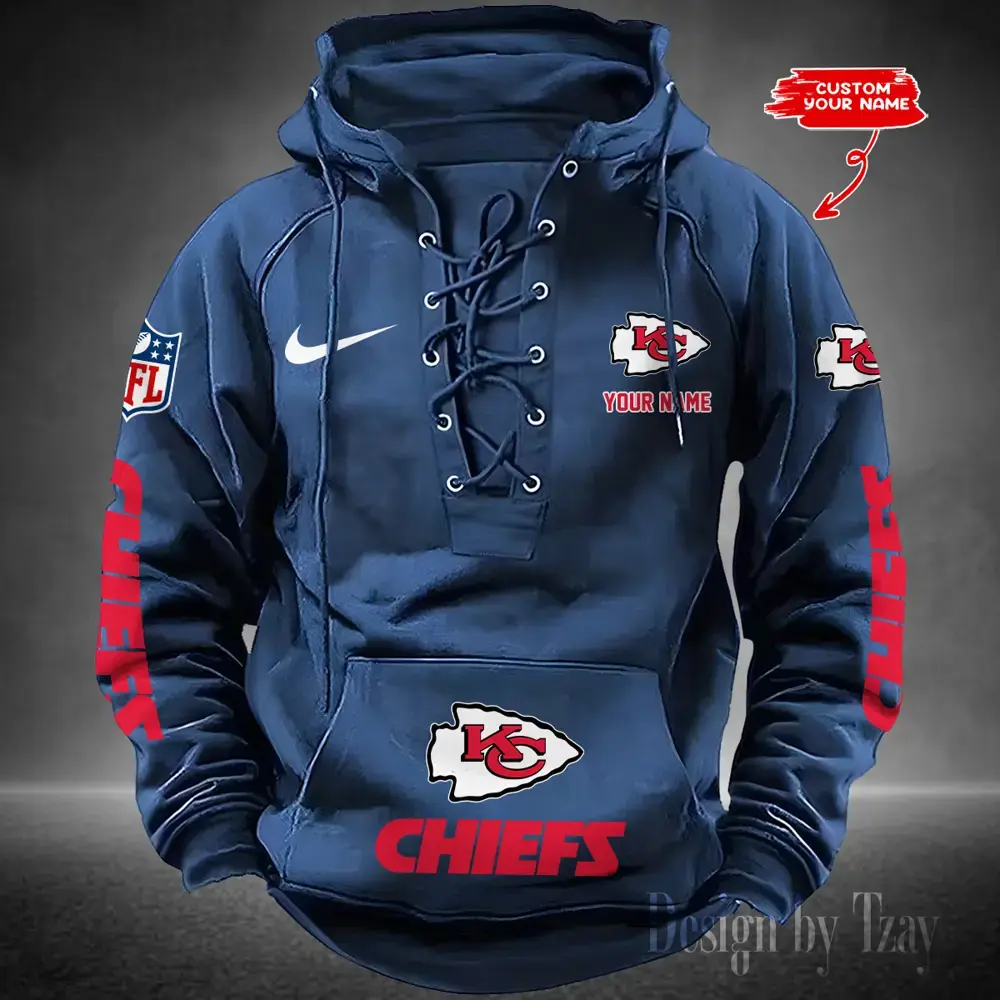 Kansas City Chiefs Men Hooded Lace up Hoodie
