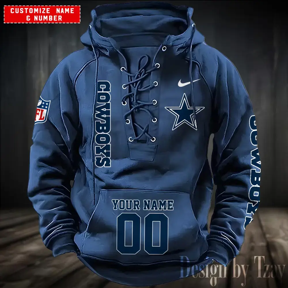 Dallas Cowboys Men Hooded Lace up Hoodie For Men