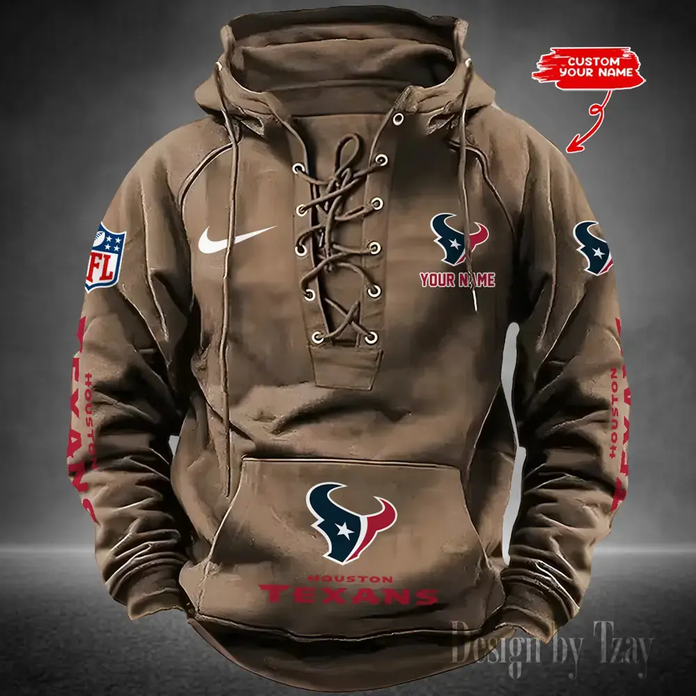 Houston Texans Men Hooded Lace up Hoodie