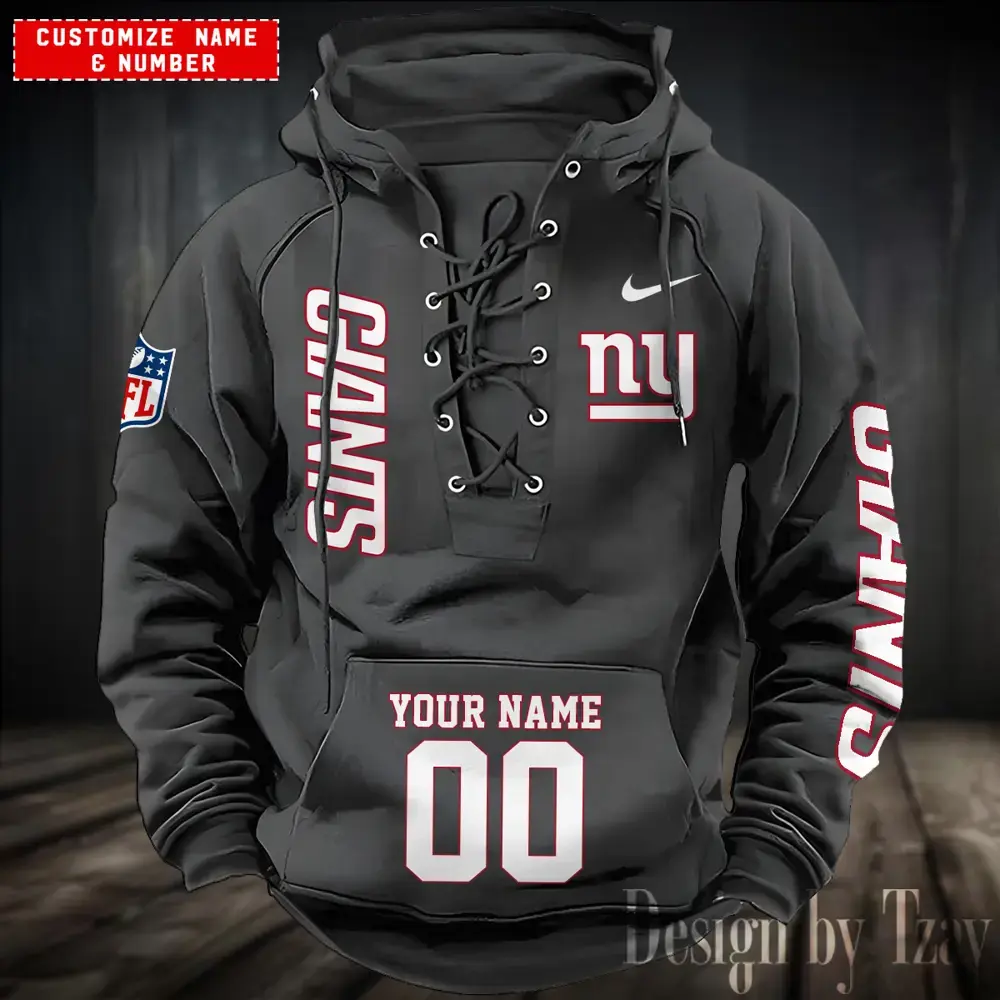 New York Giants Men Hooded Lace up Hoodie
