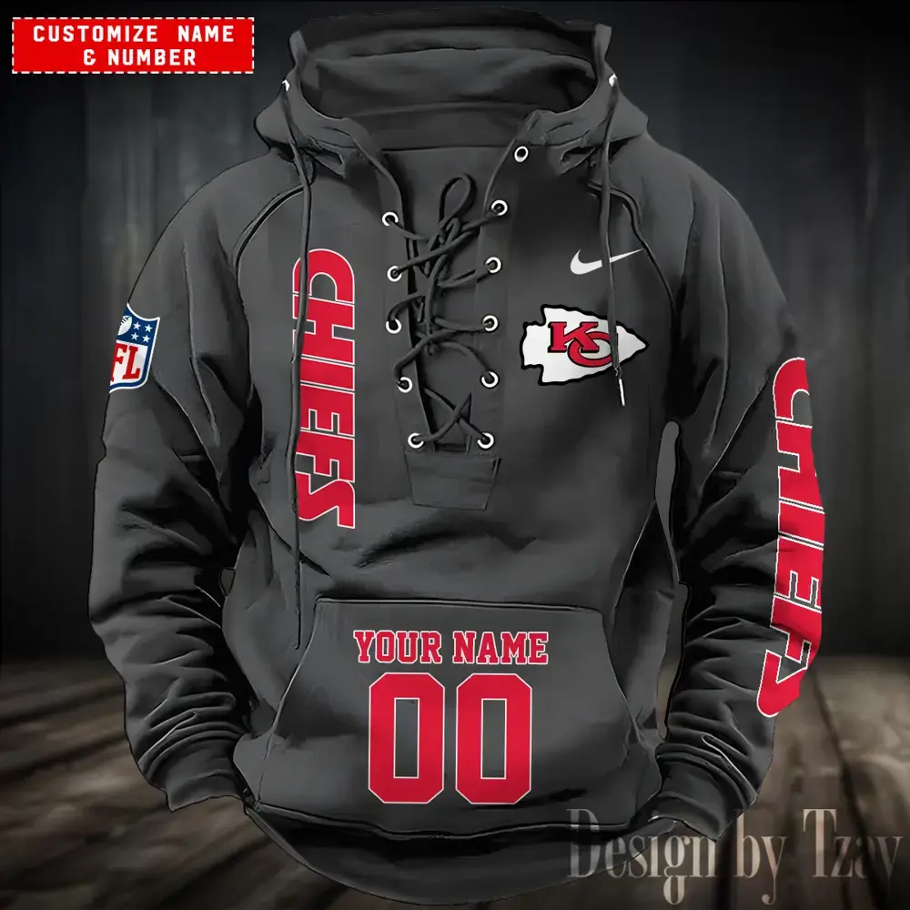 Kansas City Chiefs Men Hooded Lace up Hoodie