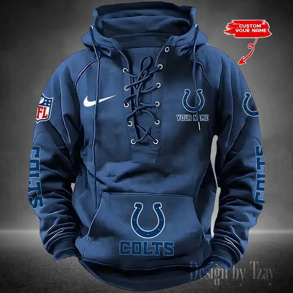 Indianapolis Colts Men Hooded Lace up Hoodie
