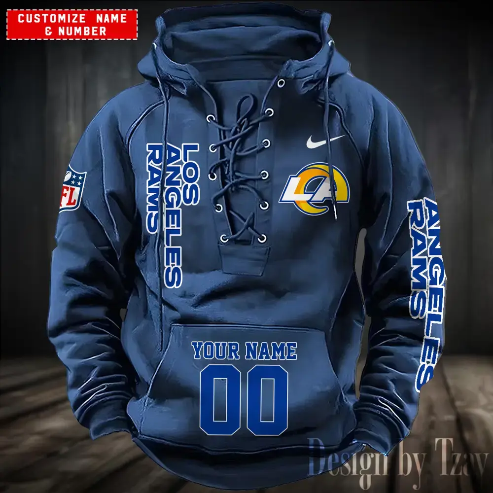 Los Angeles Rams Men Hooded Lace up Hoodie