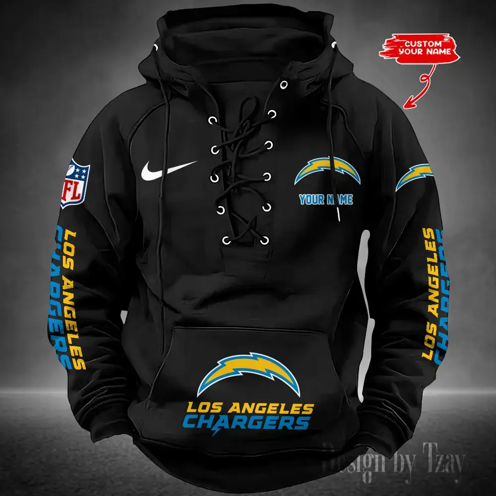 Los Angeles Chargers Men Hooded Lace up Hoodie