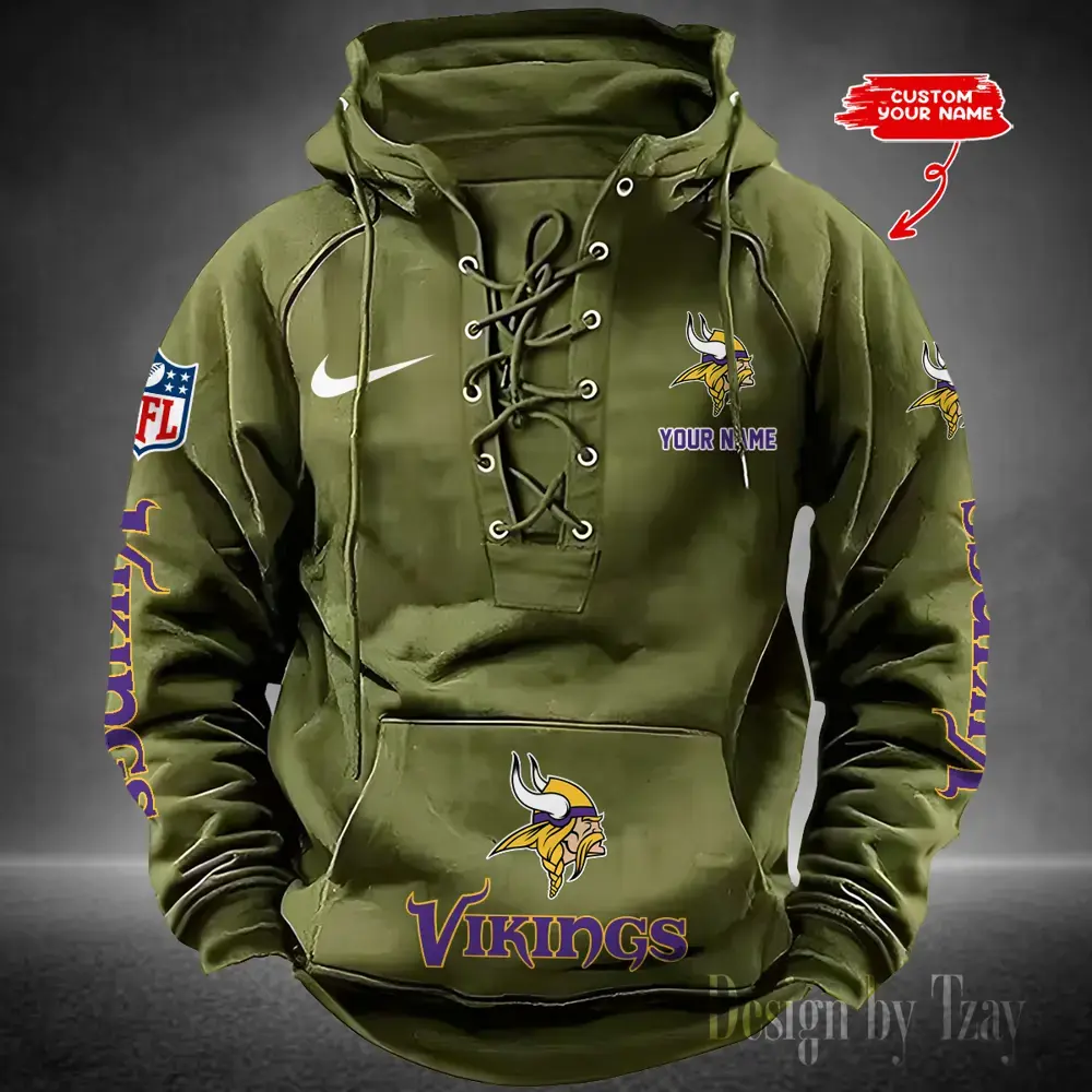 Minnesota Vikings Men Hooded Lace up Hoodie