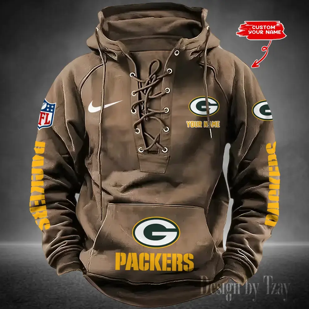 Green Bay Packers Men Hooded Lace up Hoodie