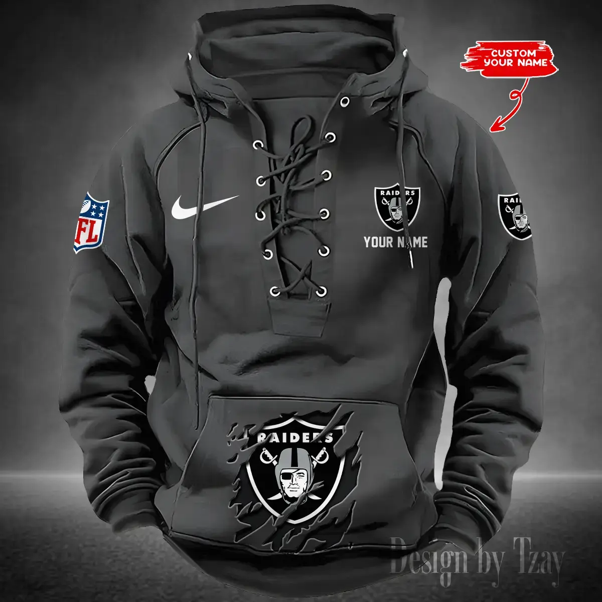 Las Vegas Raiders Men Hooded Lace up Hoodie