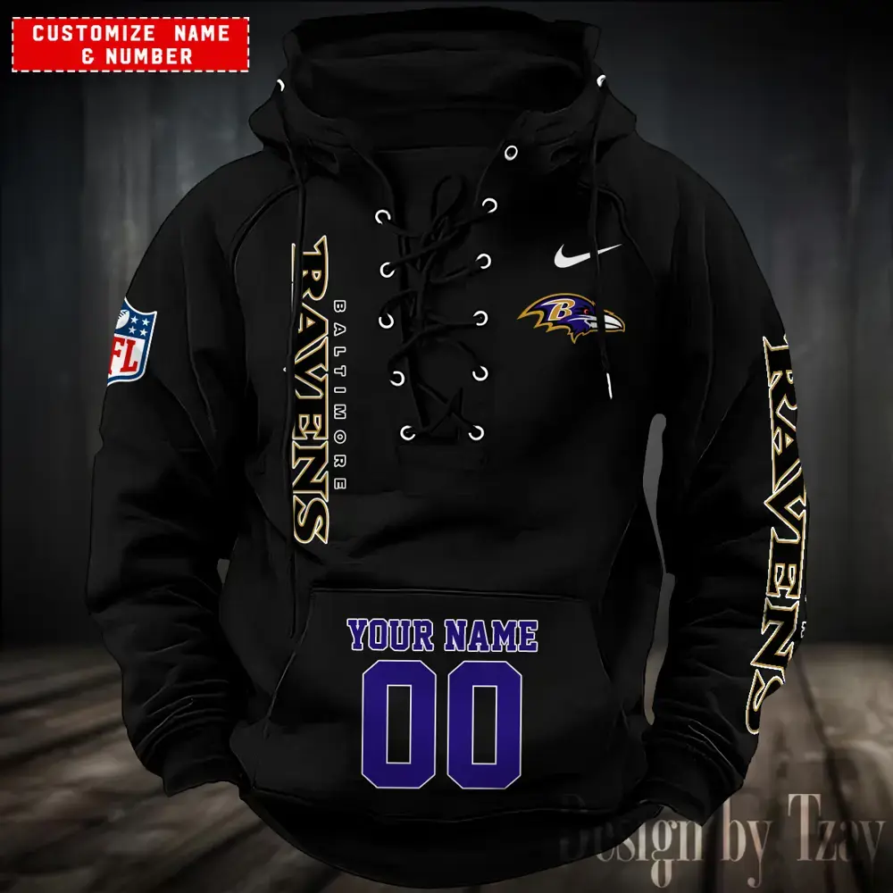 Baltimore Ravens Men Hooded Lace up Hoodie For Men