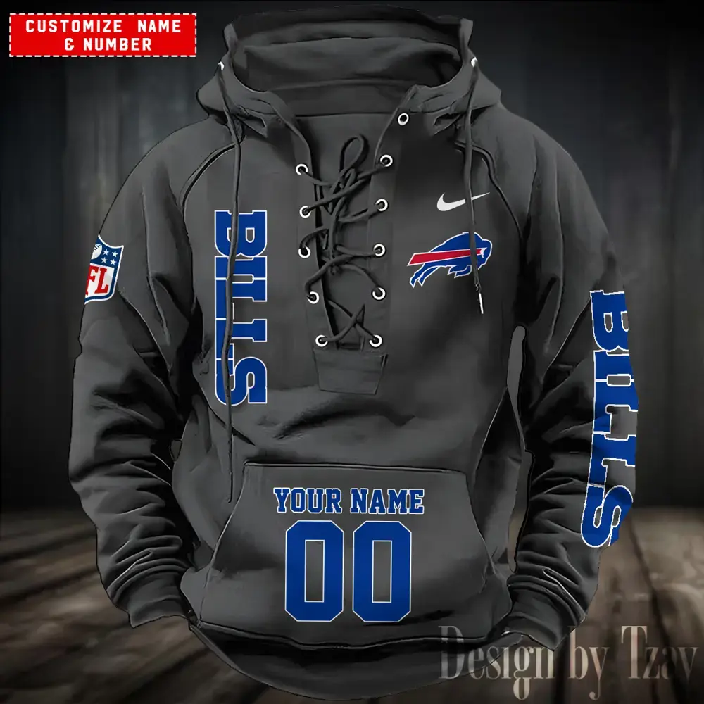 Buffalo Bills Men Hooded Lace up Hoodie For Men
