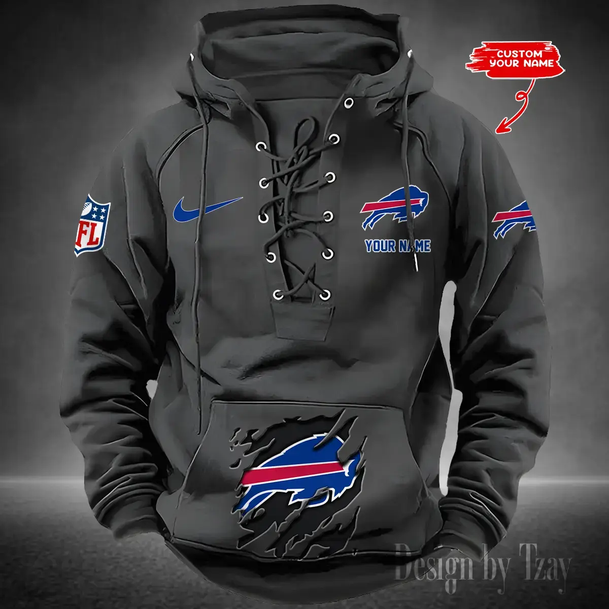 Buffalo Bills Men Hooded Lace up Hoodie