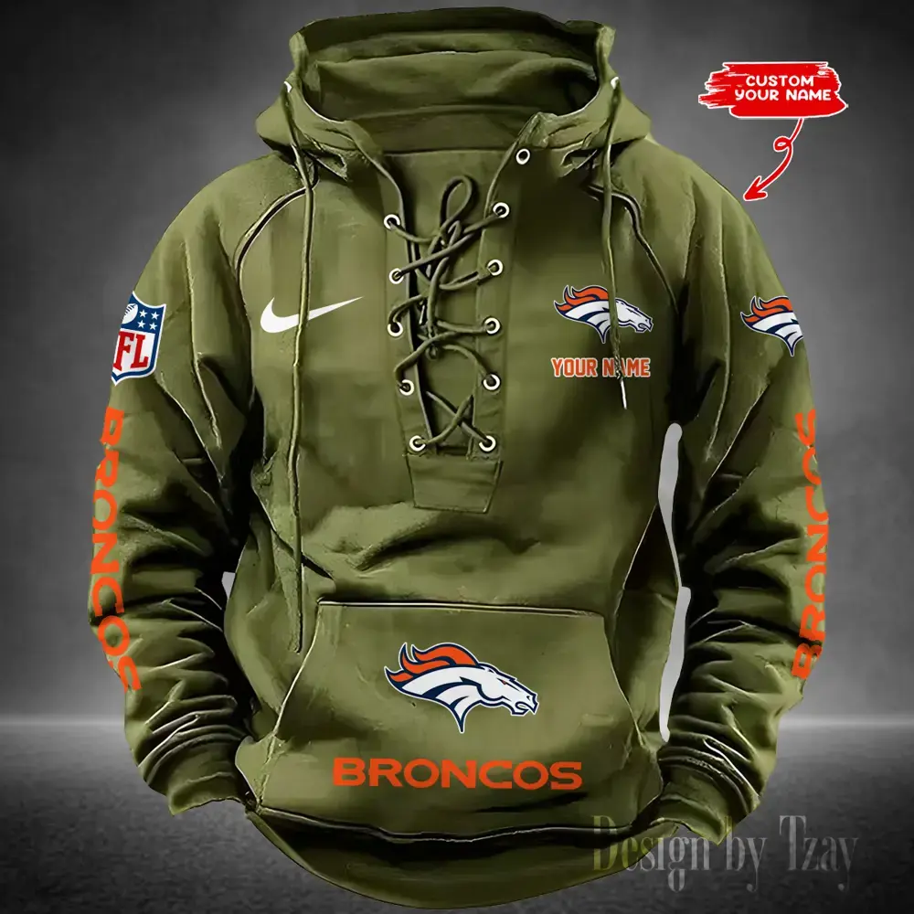 Denver Broncos Men Hooded Lace up Hoodie
