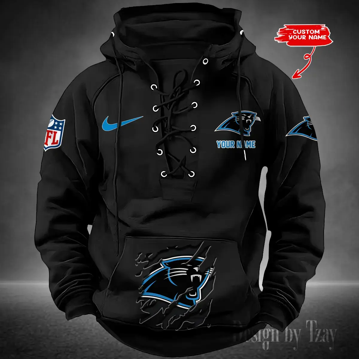 Carolina Panthers Men Hooded Lace up Hoodie