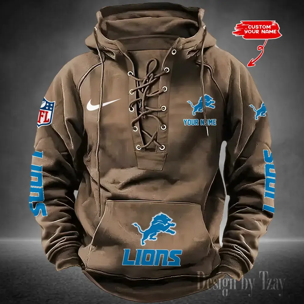 Detroit Lions Men Hooded Lace up Hoodie